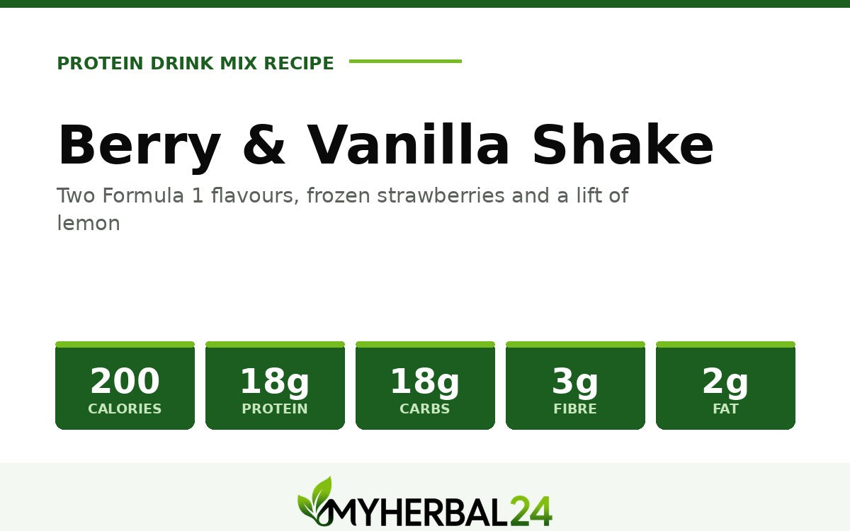 Berry & Vanilla Shake — 200 calories, 18g protein