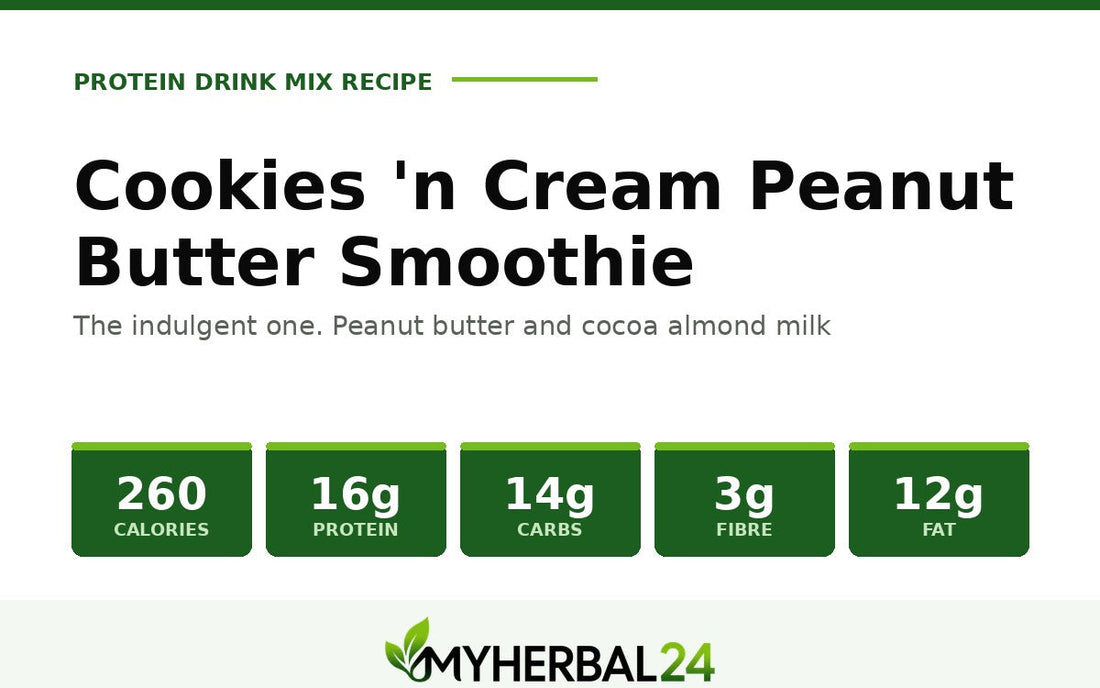 Cookies n Cream Chocolate Peanut Butter Smoothie — 260 calories, 16g protein
