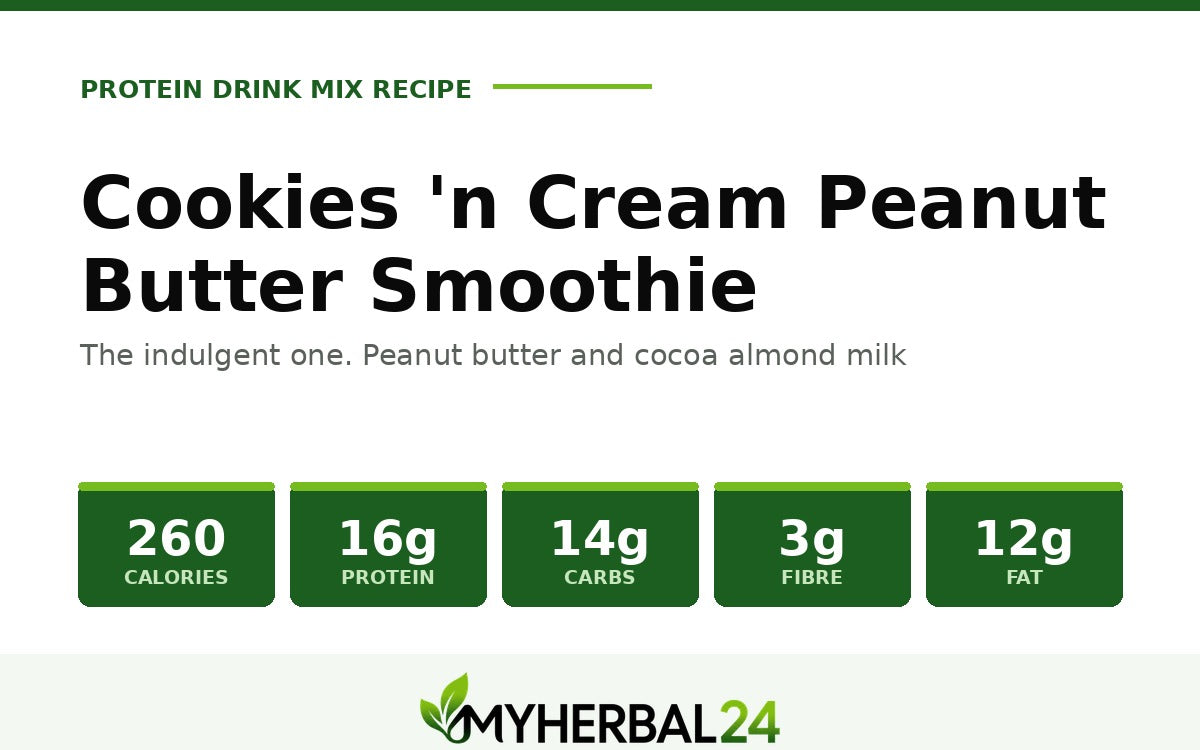 Cookies n Cream Chocolate Peanut Butter Smoothie — 260 calories, 16g protein