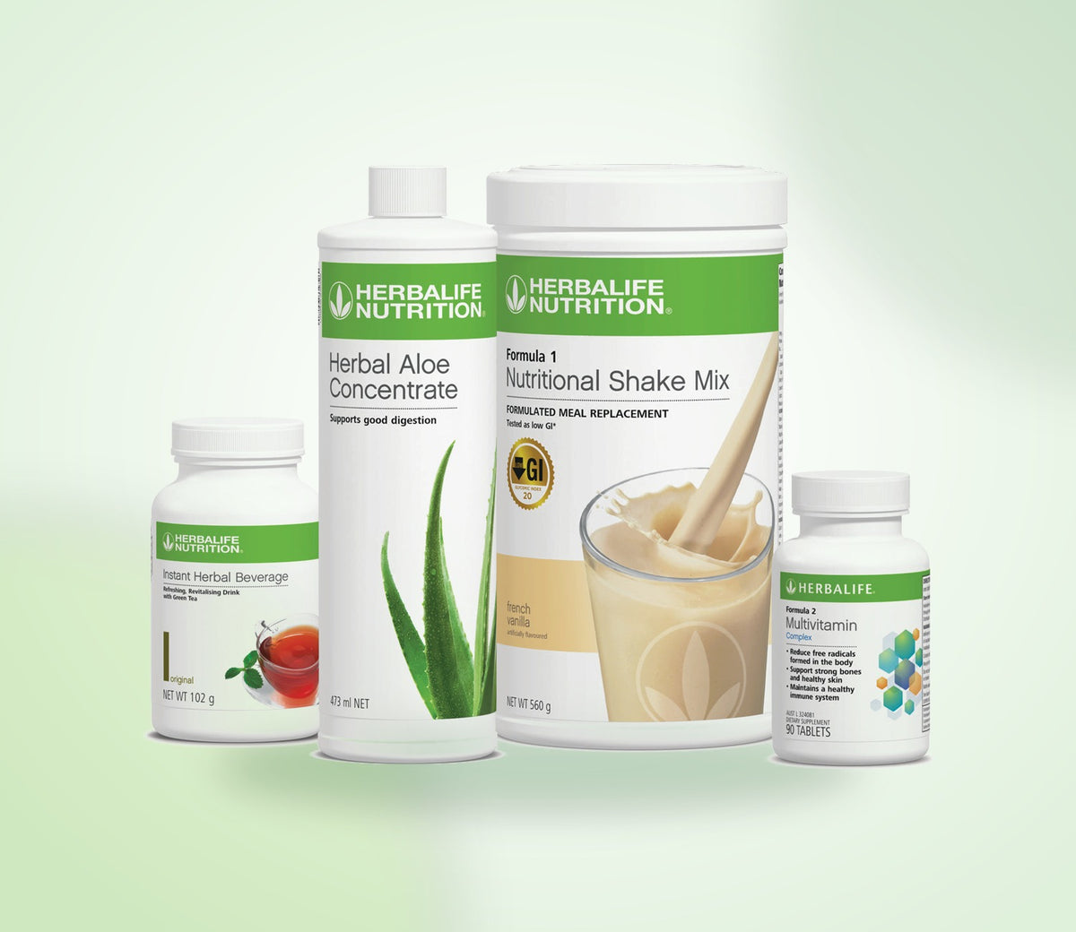 Herbalife Formula 1 Nutritional Shake Mix, Herbal Aloe Concentrate, Instant Herbal Beverage and Formula 2 from the New Zealand range